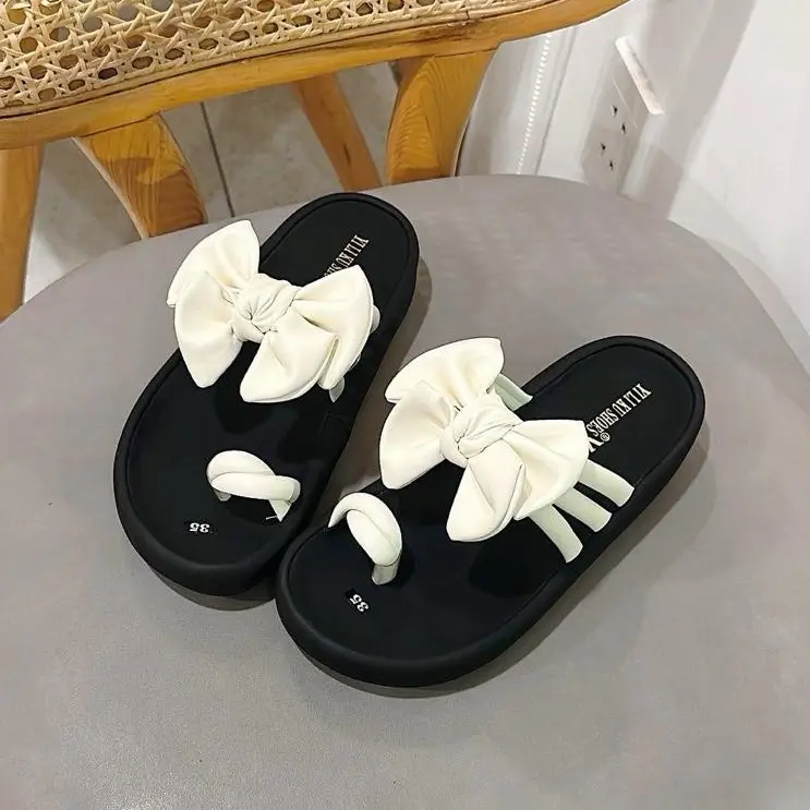 Dép Nữ sỏ ngón đính Nơ to xinh xắn hàng may sẵn nhẹ chân cao 3cm mũi tròn dễ phối đồ