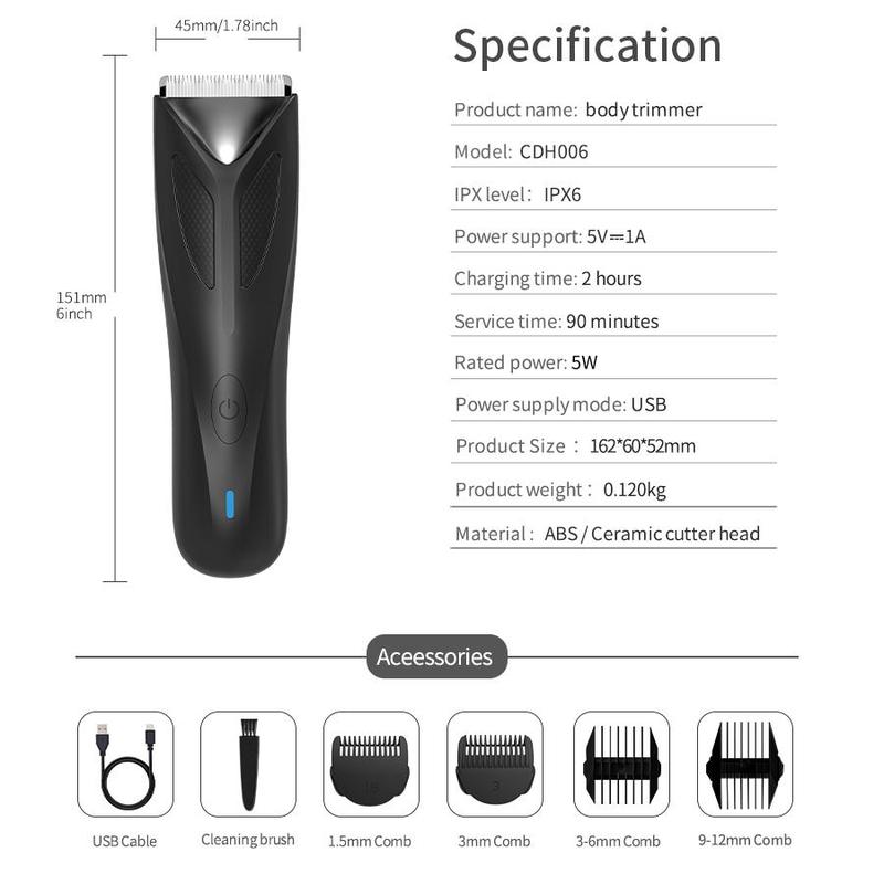 Cordless Electric Shaver, 1 Count Multifunctional Portable Rechargeable Hair Clipper Set, Electric Groin Hair Trimmer for Men, Stocking Fillers Gift 7