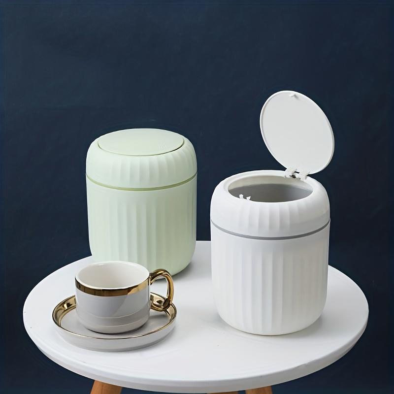 Product Introduction of [Local warehouse shipments] 1pc Elegant Plastic Mini Trash Can with Lid, Compact Waste Bin for Home and Office, Versatile Desktop Rubbish Container for Bedroom, Living Room, and Countertop Use - Office Supplies 3