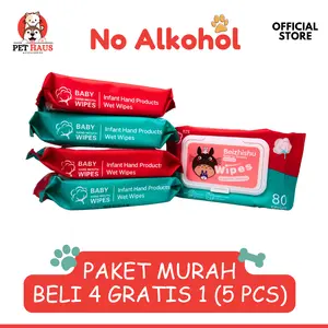 5 Pcs Tisu Basah / Tissue Basah / Wet Wipes Untuk Membersihkan Mata Dan Telinga Kucing, Kelinci dan Anjing Non Alkohol Non Pewangi Aman