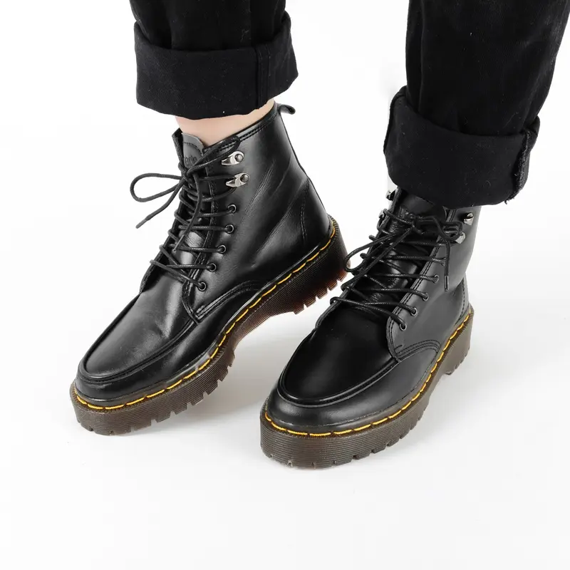 Sepatu Docmart Wanita Boots Kulit Bros Up Hitam Shoes sepatukarnaval cewek 5