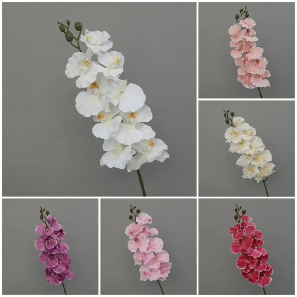 Lifelike 9 Heads Simulation Flower 98cm Iron Wire Inner Lining Artificial Butterfly Orchid 3D Multi Color Fake Phalaenopsis Flower Wedding Decoration
