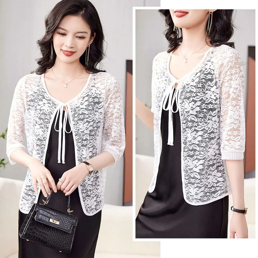 Áo Cardigan Nữ, Nhẹ, Buộc Dây, Phong Cách Mùa Hè, Ren Hoa, Thoáng Khí, Quần Áo Chống Nắng, Khăn Choàng Lưới Đi Biển, Dành Cho Nữ, Hoàn Hảo