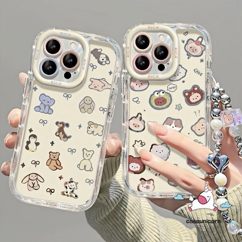Ốp Lưng, Dành Cho Vivo Y28 Y15 Y18 Y16 Y03 Y50 Y12s Y22 Y55 Y12 Y02s Y22s Y30 Y11 Y75 Y15s Y17s Y20 Y21 Y17 Y20i Y21s Y91 Y12A, Thiết Kế Mèo Con Dễ Thương, Gấu Vui Nhộn, Chó Con Hoạt Hình, Nơ Doodle, [Caseunicorn]