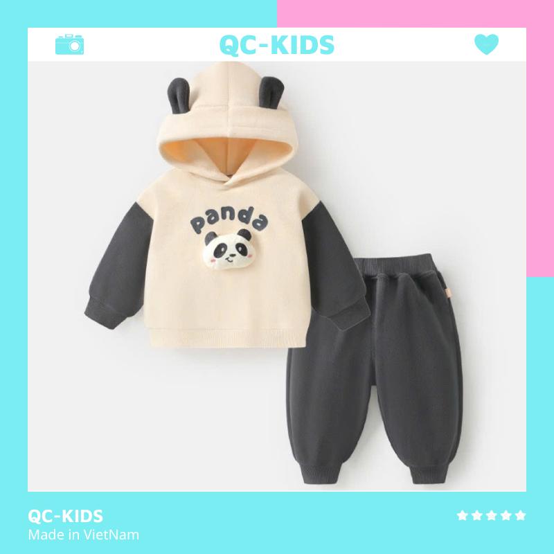 Bộ quần áo hoodie nỉ bông bé trai bé gái chất liệu nỉ bông tàu họa tiết con vật cho bé 8-18kg