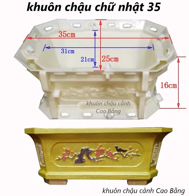 Khuôn đúc chậu cảnh chữ nhật 35 phù hợp trồng cây Bonsai mini