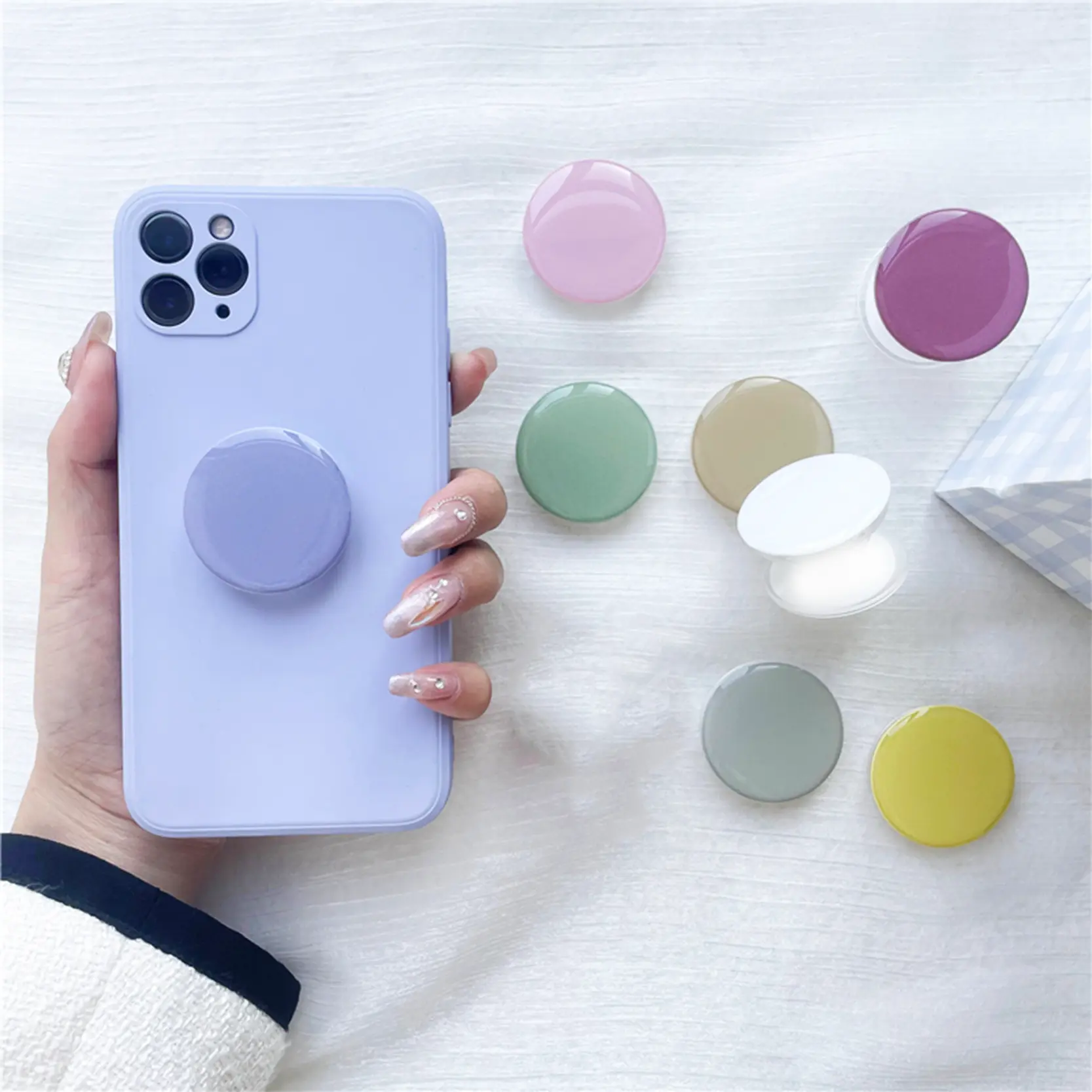 2PSC Transparent adhesive airbag bracket lazy desktop folding tablet support mobile phone ring buckle