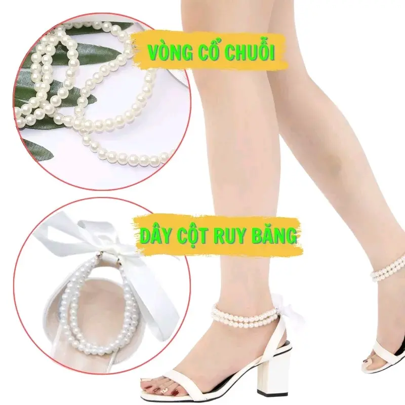 Quai giày vòng ngọc thắt nơ ruy băng đủ màu thay thế các loại dây giày gót chân Shoes Nữ Cao Su Có Quai 7