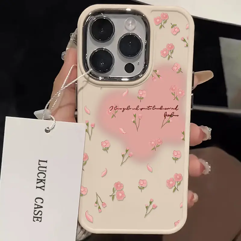 Ốp Mềm Silicon, Thiết Kế Thẩm Mỹ, Tương Thích Cho iPhone 7, 8 Plus, 12, 14, 15, 13, 11, Pro Max, Plus, XR, X, XS MAX, SE2020, Bảo Vệ Camera, Chống Sốc, Màu Hồng Và Đào Hoa Tươi Mới 0