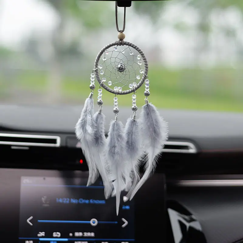 Hiasan Gantung Kereta, Gadis Impian Selebriti Internet Gaya Sama, Hiasan Gantung Kereta, Mutiara Tiruan, Hiasan Cermin Cermin Bulu Dreamcatcher