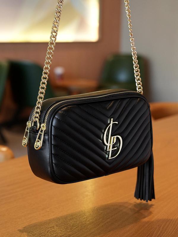 Women's Fashionable Solid Color Quilted Crossbody Bag, Casual Versatile Zipper Shoulder Bag for Daily Used, Trendy All-match Commuter Bag 4