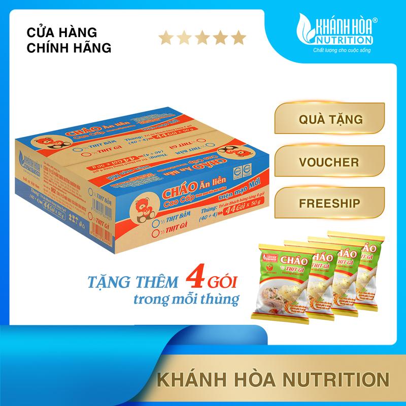 [MUA 1 TẶNG 4] Cháo Ăn Liền Vị Thịt Gà - Khánh Hòa Nutrition - Thùng 40 + 4 Gói x 50 Gram
