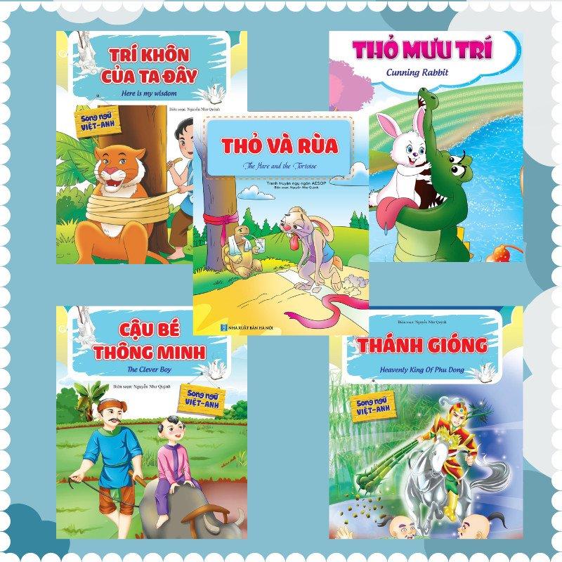 Sách - 5 Truyện Tranh Cổ Tích Song Ngữ Việt Anh, Truyện Kể Mầm Non, Truyện Ngụ Ngôn
