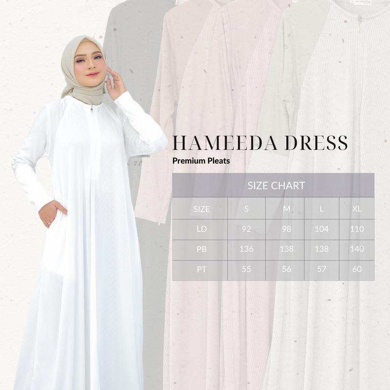 Product Introduction of HAMEEDA DRESS PLEATS PREMIUM Cantik Mewah Muslim Panjang Wudhu Linen Pink Mocca Gamis Basic Simple Wanita 0
