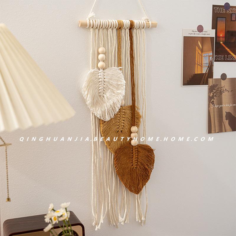 Product Introduction of Creative Leaves Hand-woven Tapestries Ins Entrance Living Room Home Furnishings Wall Decoration Wall Hanging 20