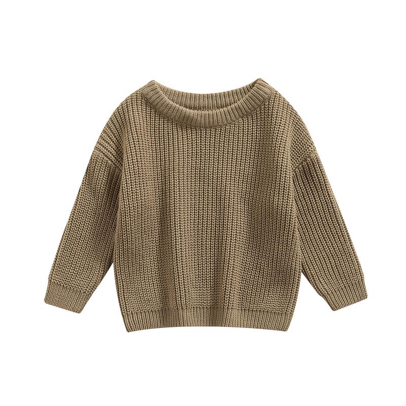 Product Introduction of Baby Solid Color O-neck Sweater, Loose Fit Long Sleeve Knitted Pullover for Autumn, Winter 33