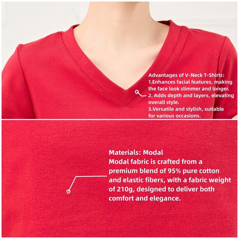 Product Introduction of Eyouth 13106 Women's T-Shirt V-nect Short Sleeve- Soft and Comfortable Tops 38