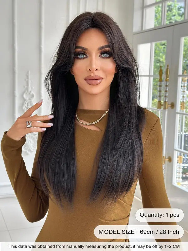 28 Inch Long Layered Wigs for Women, Gorgeous Fluffy Wigs without Bangs, Heat Resistant Synthetic Fiber Full Machine Wigs for Party, Daily Use 2