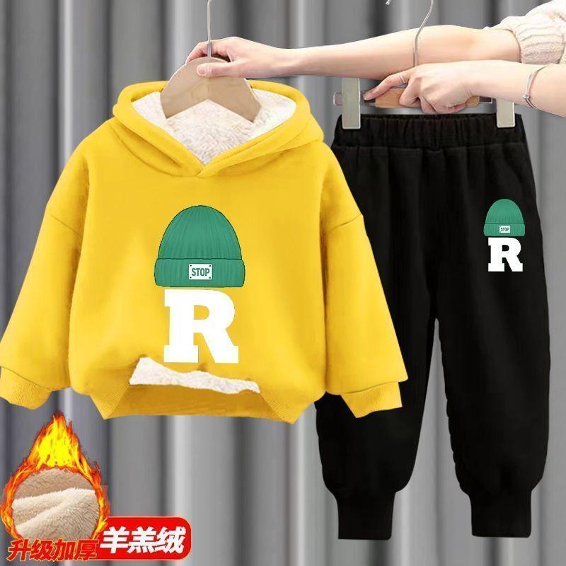 Product Introduction of Bộ Áo Len Lót Lông Cừu Cho Bé Trai Và Trẻ Em, Hai Mảnh, Có Mũ Trùm Đầu, Thích Hợp Cho Bé Và Trẻ Em, Quần Áo Mùa Thu Và Mùa Đông, Thời Trang, Năm 2025 6