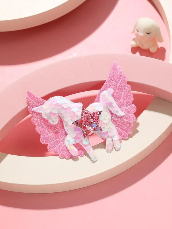 Cute Cartoon Unicorn & Wing Design Hair Clip, Cute Hair Accessories for Girls, Sweetness Barrette 2