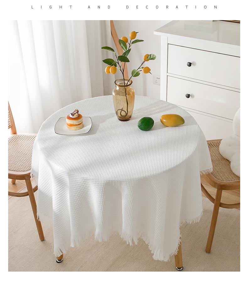 Product Introduction of INS style tablecloth concise solid color waffle cotton linen tablecloth tablecloth 4 colors interior decoration tablecloth cotton fabric tablecloth table  cloth 17