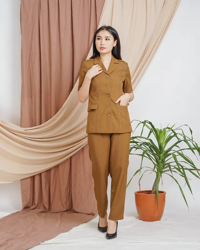 Seragam Pemda Aceh lengan pendek ASN jas Guru Pemda Aceh Kantong Dada Rok Pendek Kode 6605 5