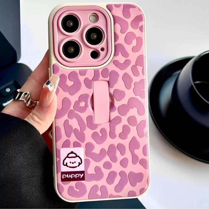 Fashion Leopard Pattern Phone Case with Ring Holder, Shockproof Phone Protective Cover, Phone Accessories Compatible with iPhone 16 15 14 13 12 11 Pro Max, Casing 7