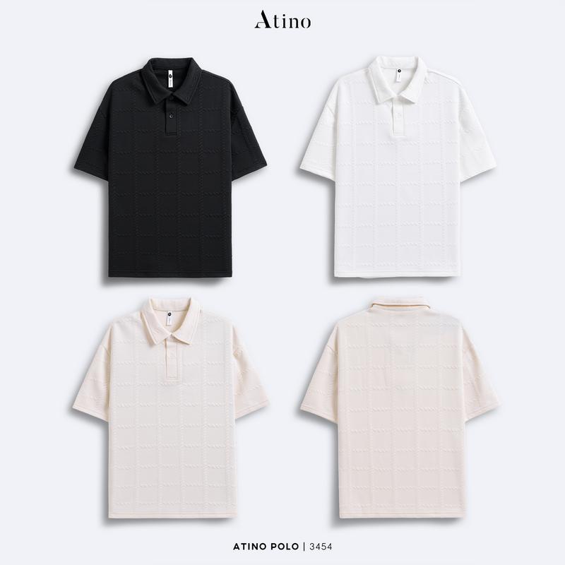 Combo 2 Áo Polo Nam Vải Thun Xốp Dập Nổi Ô Vuông ATINO L.3.3454 Form Regular