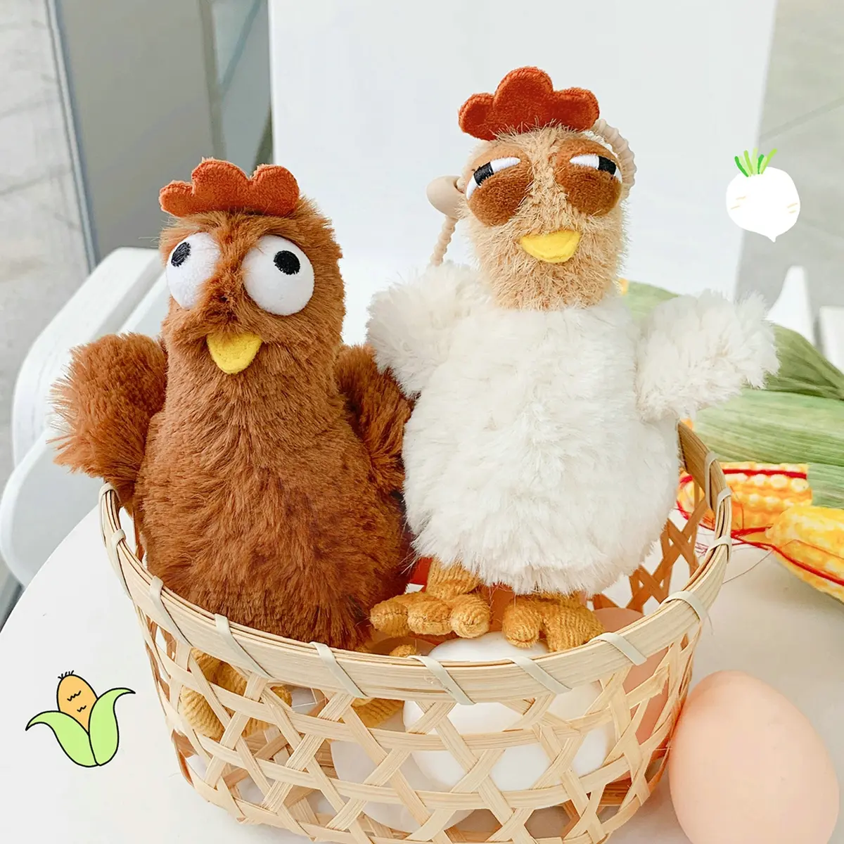 Fuuny Bubble Chicken Plush Keychain Bag Pendant  Rainbow Chicken Car Stuffed Toys For Boys Girls