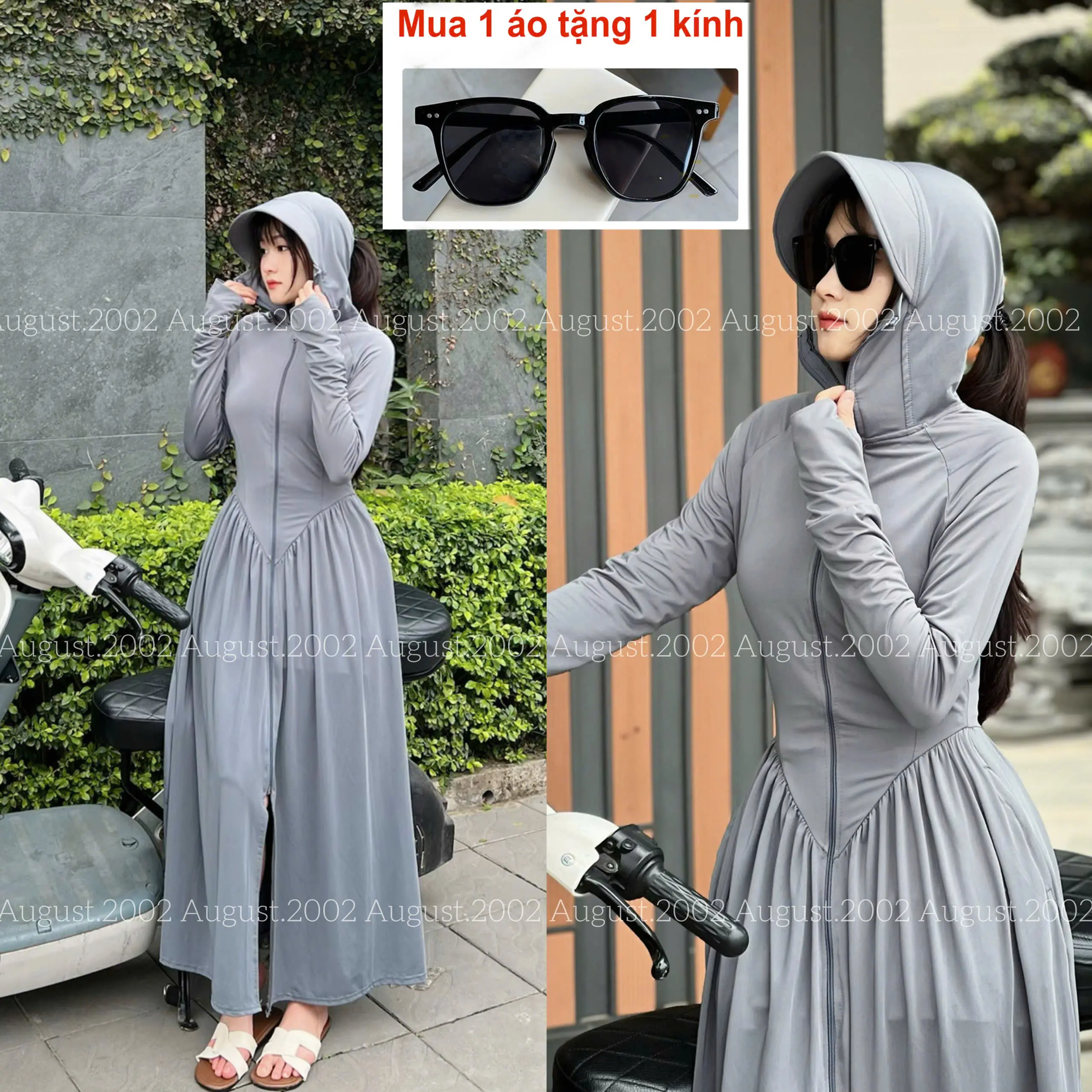 [ Áo 2 Lớp – Tặng Kính Râm ] Áo Váy Chống Nắng Toàn Thân Dành Cho Nữ Vải Hàn Lạnh Mềm Mát Chống Tia UV Sport