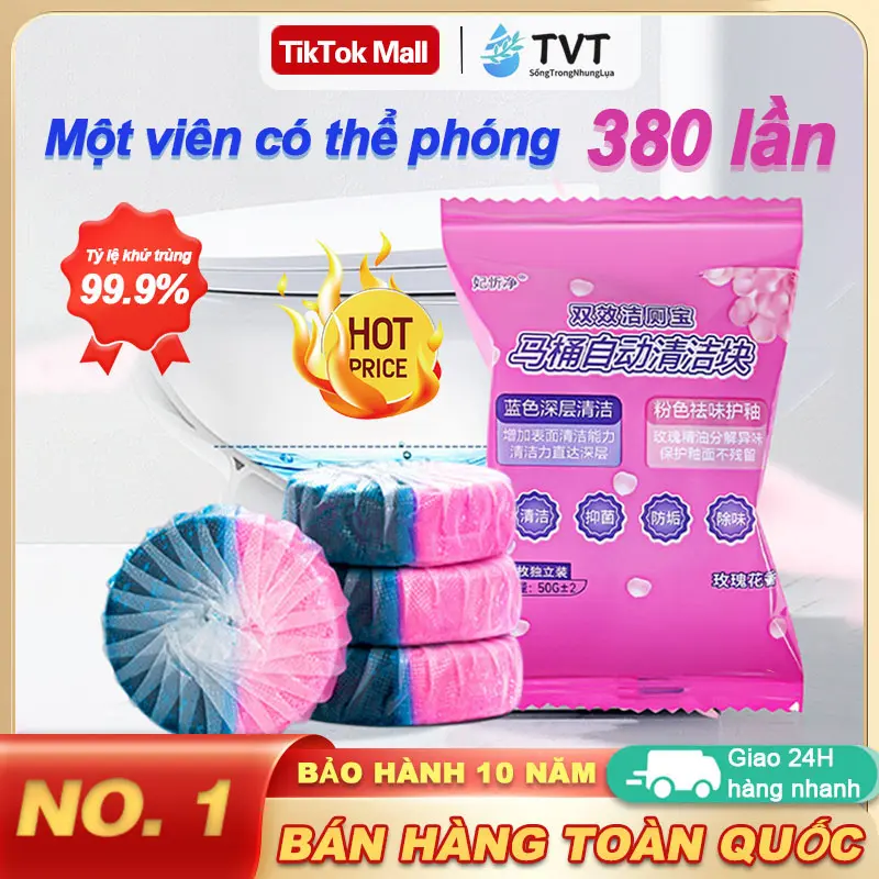 【Mua 4 Tặng 4】TVT Viên Tẩy Bồn Cầu 2 in1 Viên sạch tẩy sạch mảng bám, Khử Mùi Hôi, diệt vi khuẩn toilet, viên bồn cầu