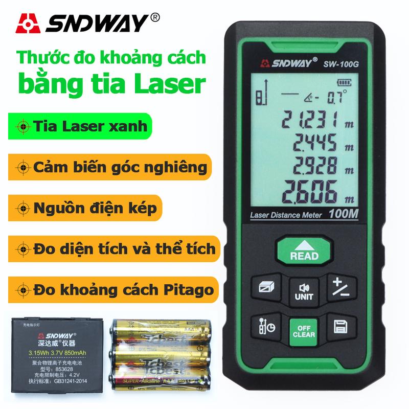 Thước đo khoảng cách tia Laser Xanh 50G 70G 100G SNDWAY