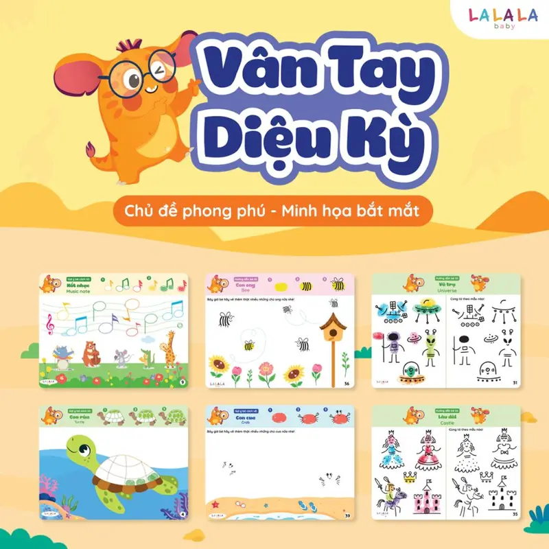 Bộ Tranh Tô Màu Vân Tay Cho Bé - Vân Tay Diệu Kỳ Finger Painting Kèm Màu Vân Tay - Lalala Baby 7