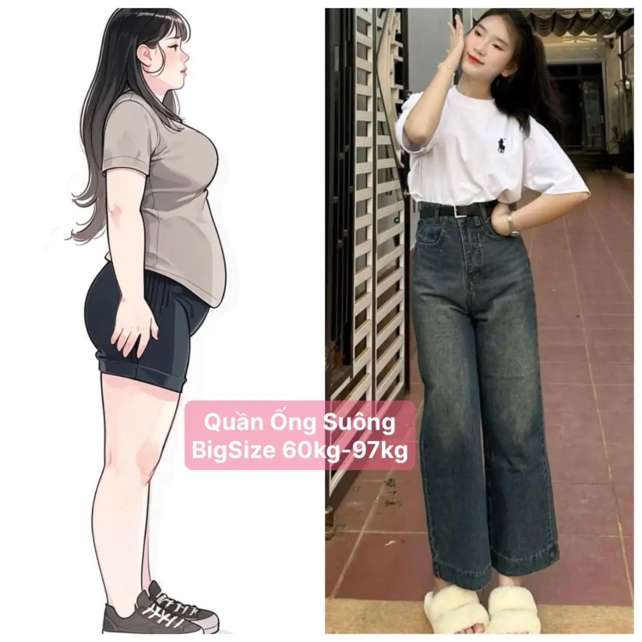 (Từ 58kg-97kg) Quần Jeans Nữ Ống Suông BigSize Màu Dơ Bụi, Lưng Cao Trên Rốn, Co Giãn Mạnh Women Pants Ong Denim