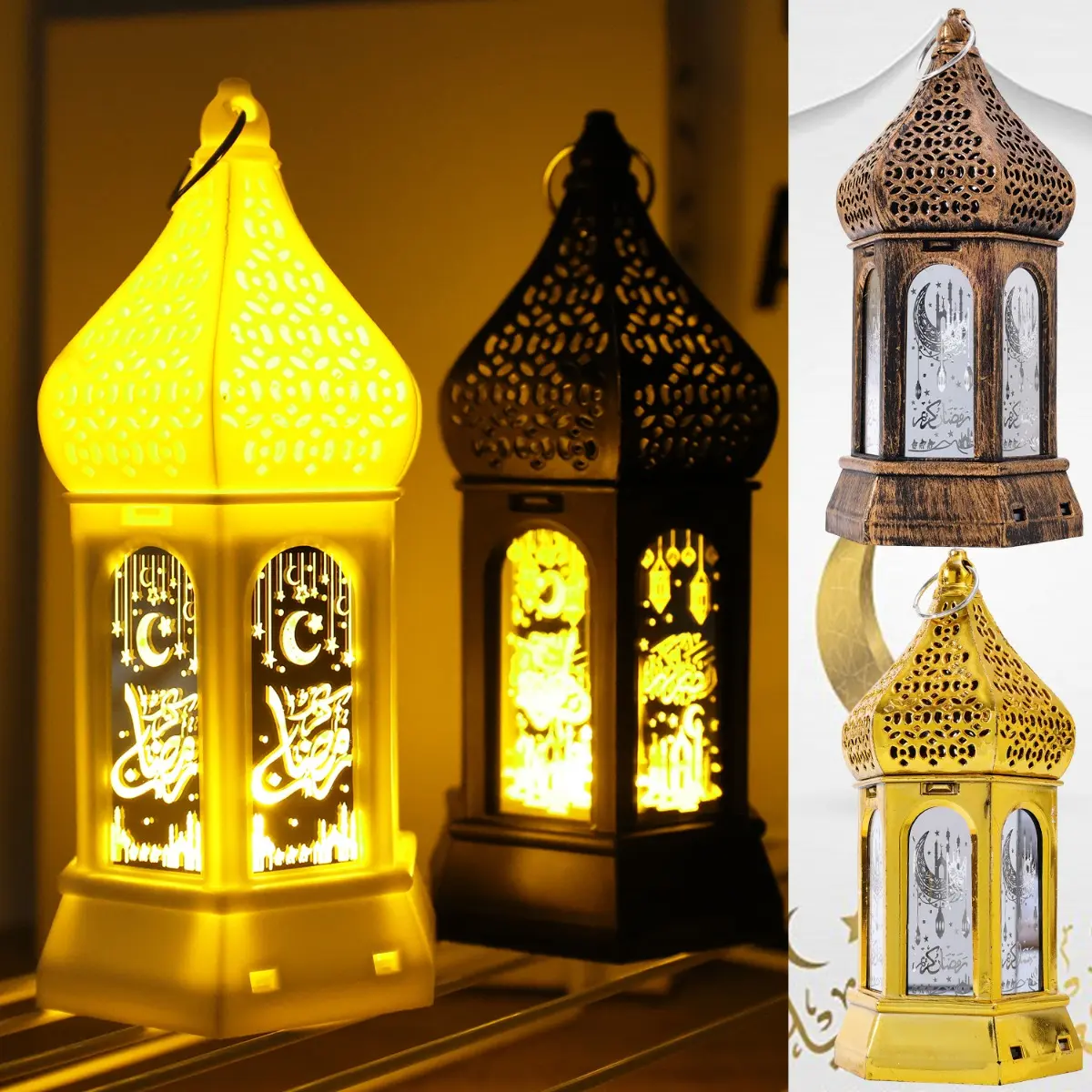Ramadan Decor Lantern Ornament EID Mubarak LED Festival Night Light Home Garden Atmosphere Lantern Crafts Decoration