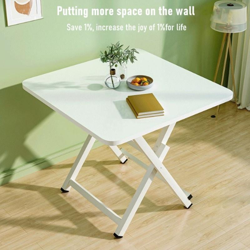 XiaoZhou-Foldable Dining Table - Warm White, 70x70x72cm, Artificial Plate, 25kg Load 3
