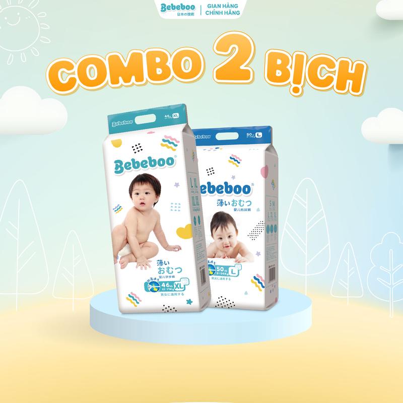 COMBO 2 BỊCH Mua 2 Bịch Tã Bỉm Dán Quần Bebeboo Nhật Bản chính hãng đủ size thấm hút đỉnh mềm mại cho bé