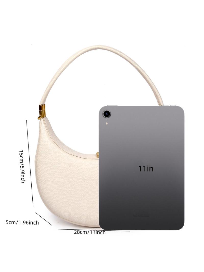 Product Introduction of Women's Fashionable Solid Color Half Moon Bag, Casual PU Leather Shoulder Bag for Daily Used, Trendy Versatile High-quality Daily Commuting Bag 1