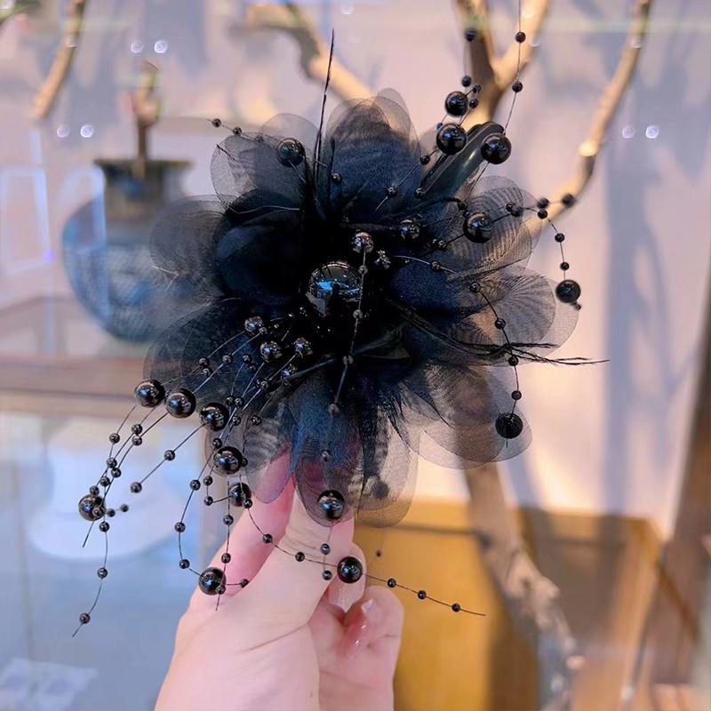 Product Introduction of Elegant Design, Mesh Flower Barrettes, Lady, South Korea Style, with Pearl and Shark Tassel, Fashion, Suitable for Baby Girl Horse Hair, Hair Accessories 15