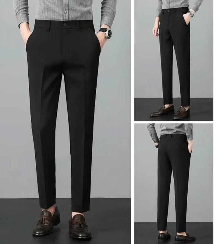 [Deal mở bán] Quần Âu Nam Phong Cách Hàn Quốc Kiểu Dáng Ống Xuông Chất Vải Tăm Lỳ Cao Cấp Chống Nhăn Xù Co Giã Tốt Màu Đen Kem Ghi Menswear Pants