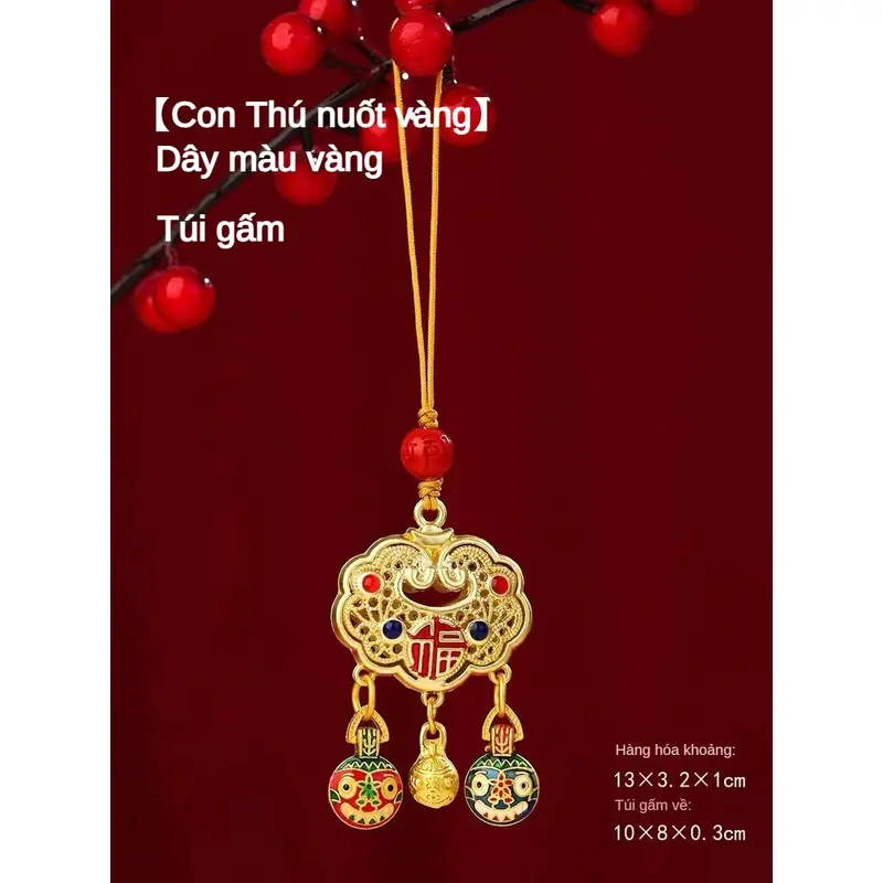 Phone Charm strap Điện Thoại Di Động Năm Sinh Vàng, Ping An Ruyi, Dây Đeo Chéo Phụ, Phong Cách Trung Quốc, Mặt Dây Chuyền Điện Thoại Di Động,Móc Chìa Khóa dây  đeo  điện  thoại  baby  three 7