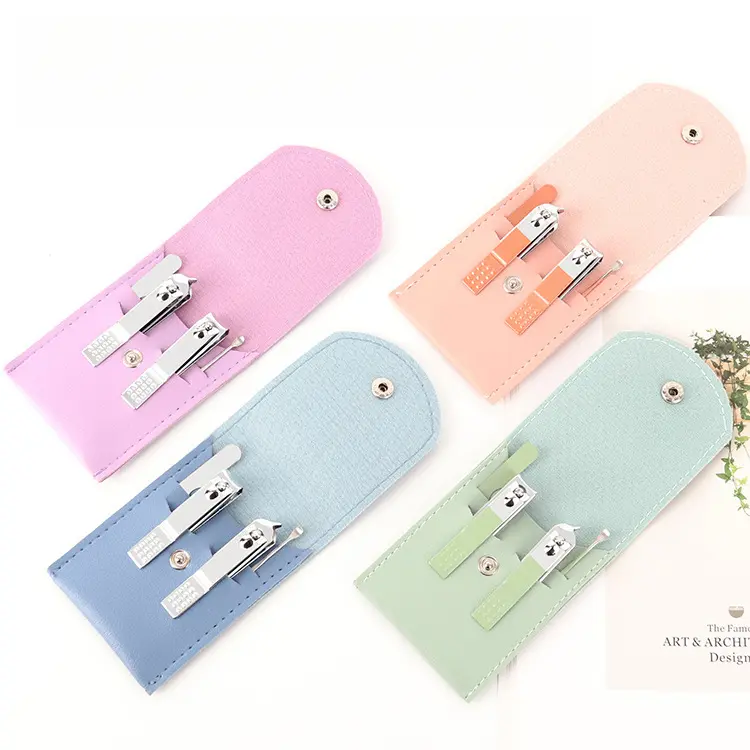 Bộ Dụng Cụ Cắt Móng Tay Bằng Thép Không Gỉ, 4 Món, Kiểu Mặt, Gói Có Thể Gập Lại, Làm Móng Tay Và Cắt Móng Tay Tại Nhà, Bộ Dụng Cụ Làm Móng, Hàng Mới Về 0