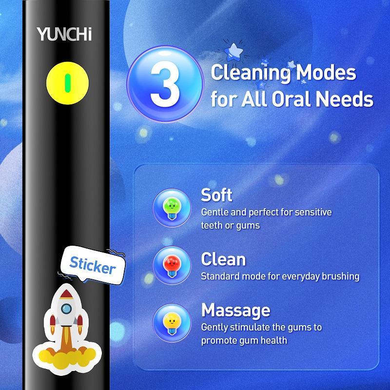 Product Introduction of Electric Toothbrush Set, 1 Count Electric Toothbrush with Replacement Brush Heads & DIY Sticker, Soft and Non Irritating Toothbrush 4