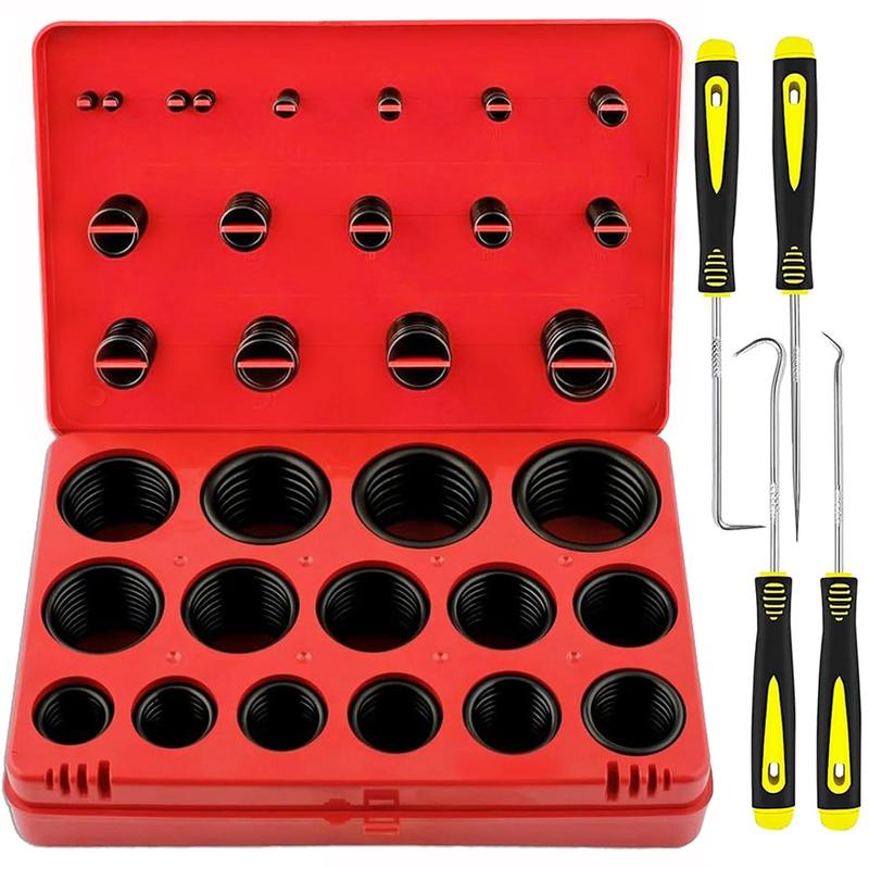 Rubber O-ring Kit, 382pcs/set Rubber O-ring Assortment Kit with Storage Box & Tools, O-ring Sealing Ring & Replacement O-ring, Professional Hardware Tools 0