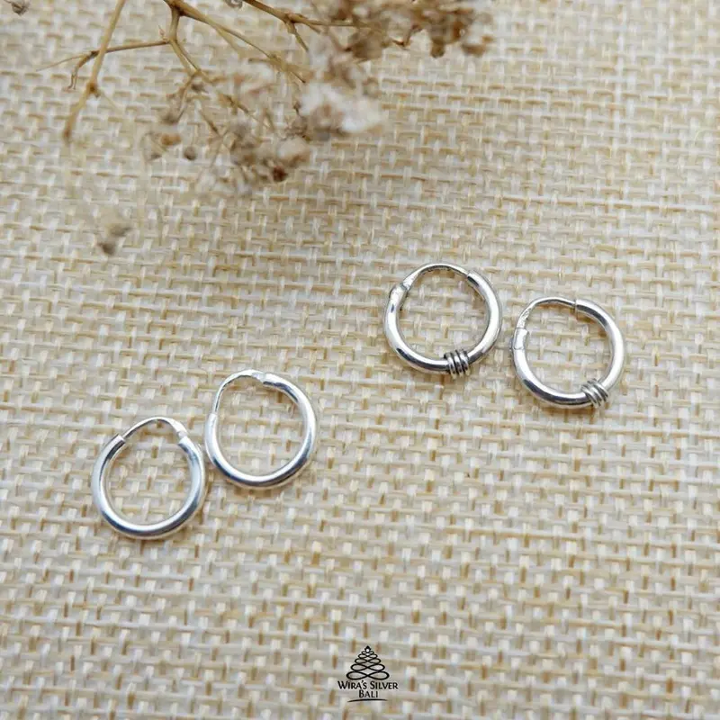 Anting Bayi Dan Anak Model Polos-Triple Rings Perak 925 Dan Lapis Emas 24 Karat 1