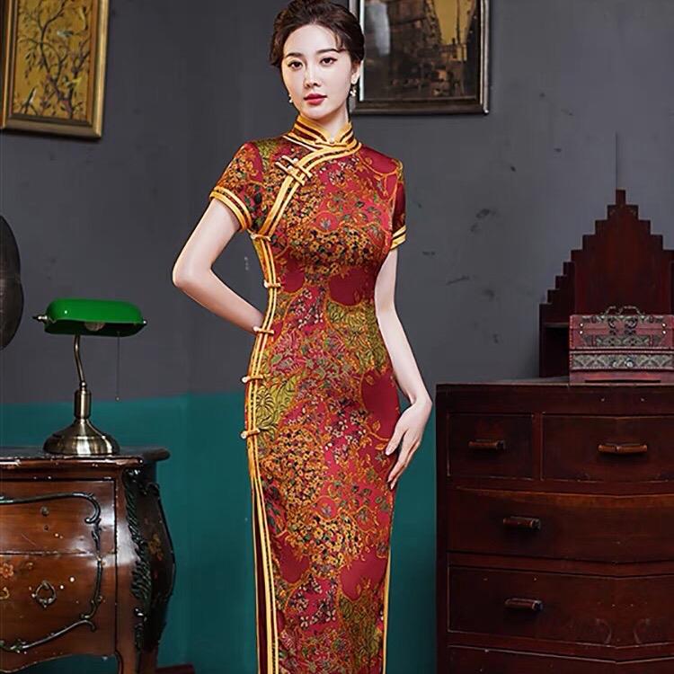 Sườn xám thượng hải Dáng Dài Sang Trọng size từ 47-65kg Nữ 1