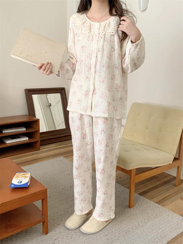 Bộ Đồ Mặc Nhà Dài Tay Cao Cấp Chất Liệu Xô Muslin Mát 3