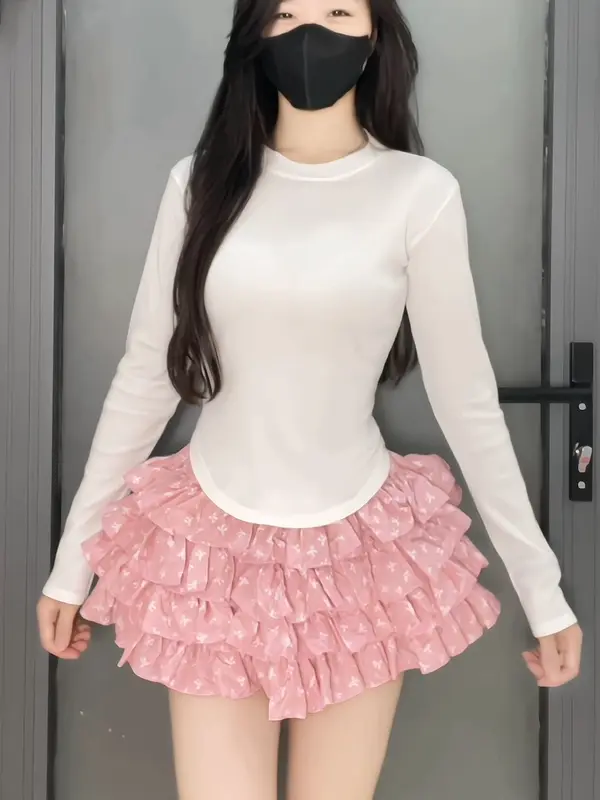 Áo tăm cổ tròn vạt bầu dài tay nữ - Thun dáng ôm body dài tay kiểu dáng bánh bèo tiểu thư hotgirl phong cách hàn quốc đẹp 3