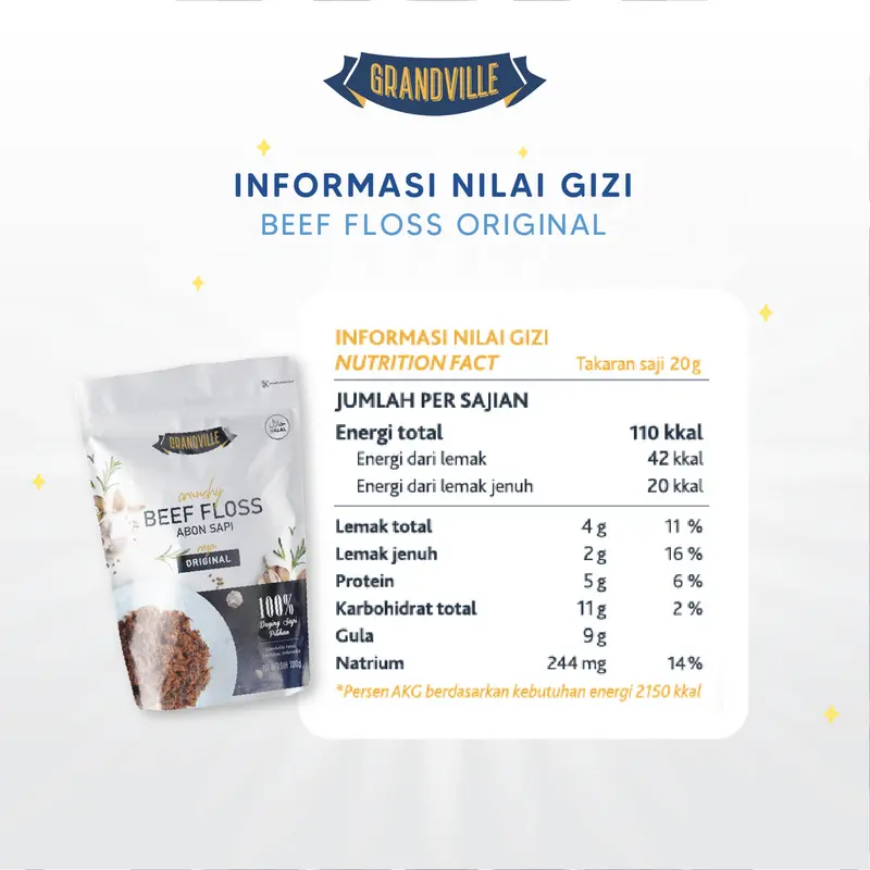 Grandville Abon Sapi, Ayam & Ikan Crunchy Trio Mix Pack - Non Msg Gluten Free 1