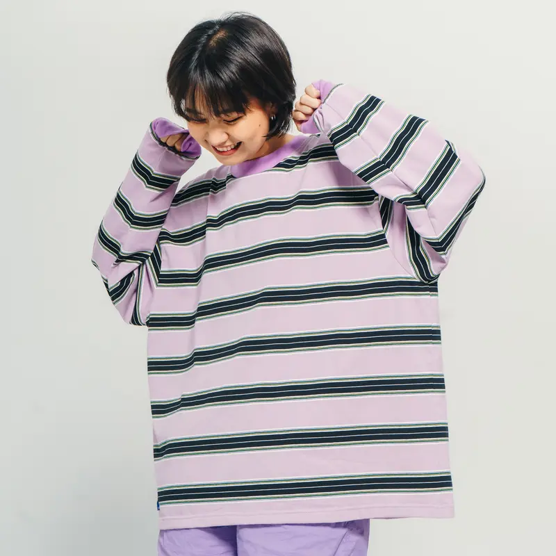 MIXMACSTIMES | YOSHIO OVERSIZE BOXY LONGSLEEVE | Kaos garis | salur anak unisex | belang polos | belang cotton combed 4